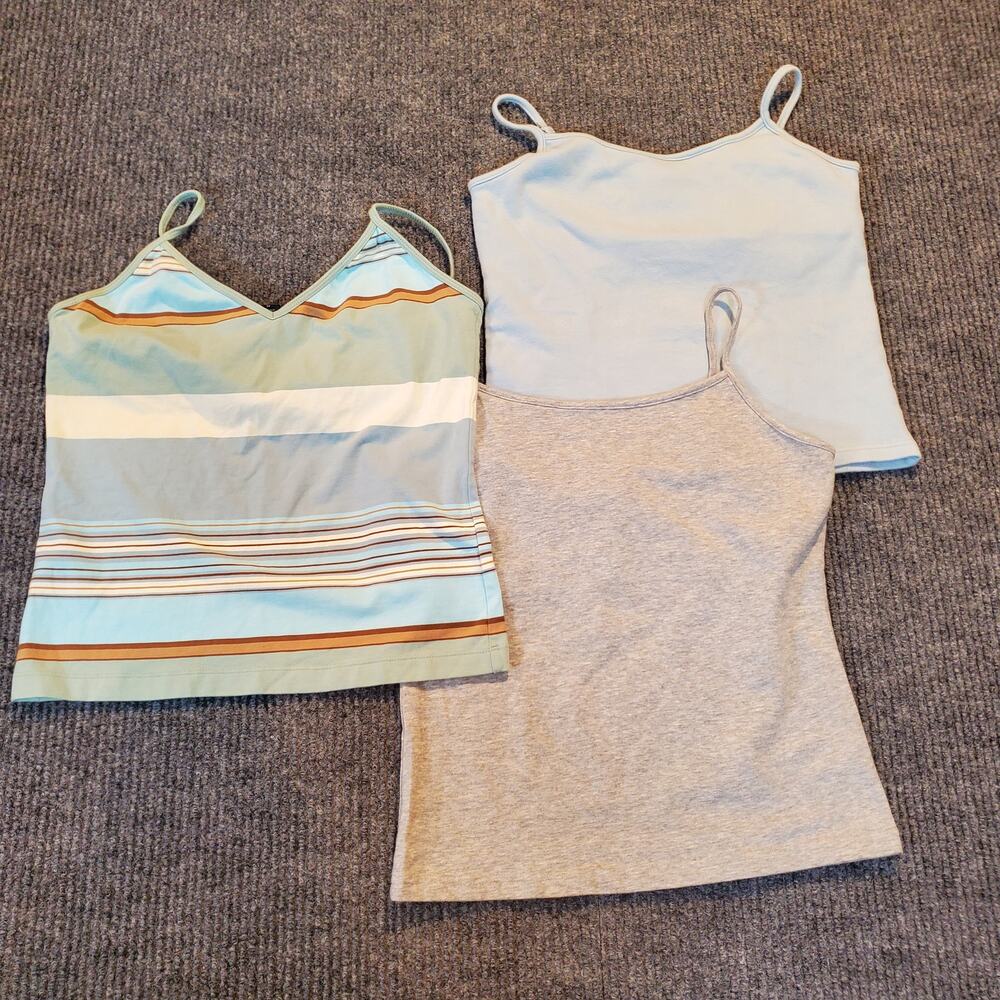 Gap Stretch Tank Tops Lot 3 Medium Built In Bra Cami Spaghetti Strap Layering
